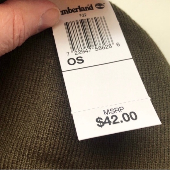 New Men’s Hat Timberland Winter Hat Mens Olive Green Cuffed Knit Beanie Hat - Picture 4 of 10